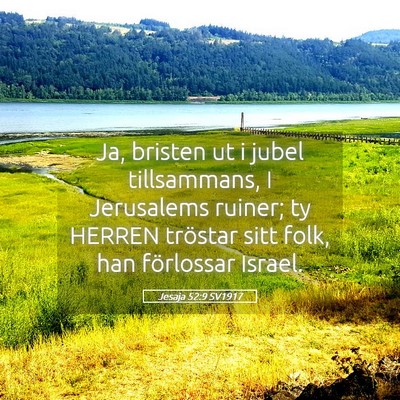 Picture 05 - Jesaja 52:9 SV1917 - Ja, bristen ut i jubel tillsammans, I Jerusalems - Bible Verse Picture