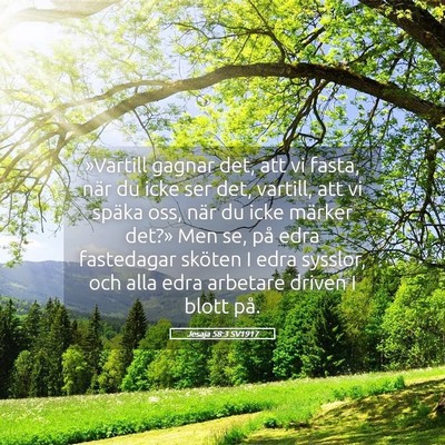 Picture 05 - Jesaja 58:3 SV1917 - »Vartill gagnar det, att vi fasta, när du icke - Bible Verse Picture