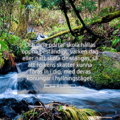 Picture 05 - Jesaja 60:11 SV1917 - Och dina portar skola hållas öppna beständigt, - Bible Verse Picture