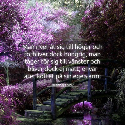 Picture 05 - Jesaja 9:20 SV1917 - Man river åt sig till höger och förbliver dock - Bible Verse Picture
