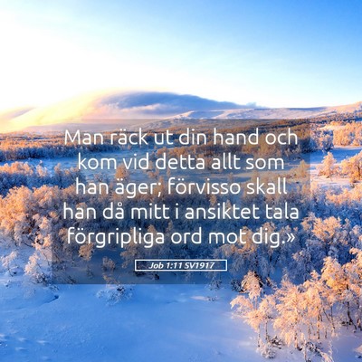 Picture 05 - Job 1:11 SV1917 - Man räck ut din hand och kom vid detta allt som - Bible Verse Picture