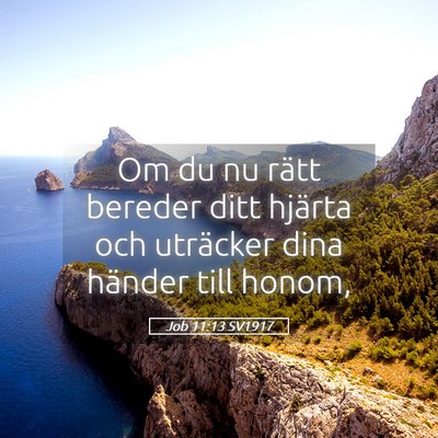 Picture 05 - Job 11:13 SV1917 - Om du nu rätt bereder ditt hjärta och uträcker - Bible Verse Picture