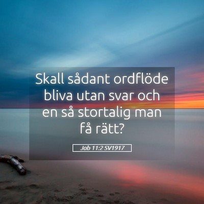 Picture 05 - Job 11:2 SV1917 - Skall sådant ordflöde bliva utan svar och en - Bible Verse Picture