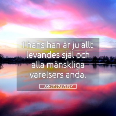 Picture 05 - Job 12:10 SV1917 - I hans han är ju allt levandes själ och alla - Bible Verse Picture