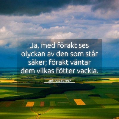 Picture 05 - Job 12:5 SV1917 - Ja, med förakt ses olyckan av den som står - Bible Verse Picture