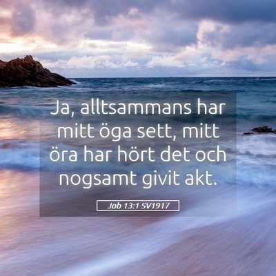 Picture 05 - Job 13:1 SV1917 - Ja, alltsammans har mitt öga sett, mitt öra har - Bible Verse Picture