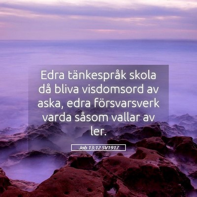 Picture 05 - Job 13:12 SV1917 - Edra tänkespråk skola då bliva visdomsord av - Bible Verse Picture