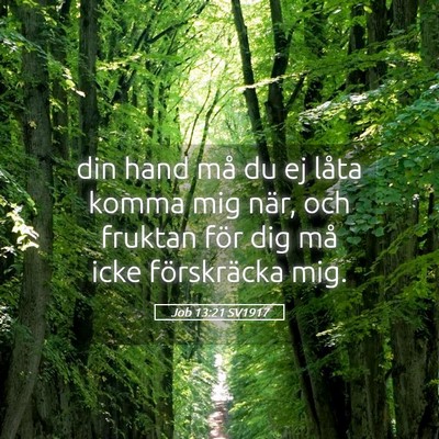 Picture 05 - Job 13:21 SV1917 - din hand må du ej låta komma mig när, och - Bible Verse Picture