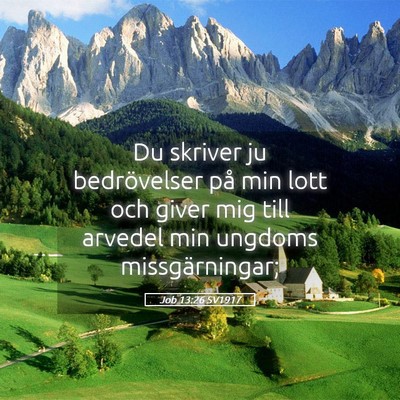 Picture 05 - Job 13:26 SV1917 - Du skriver ju bedrövelser på min lott och giver - Bible Verse Picture