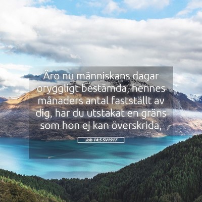 Picture 05 - Job 14:5 SV1917 - Äro nu människans dagar oryggligt bestämda, - Bible Verse Picture