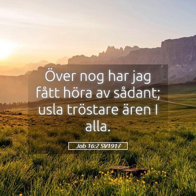 Picture 05 - Job 16:2 SV1917 - Över nog har jag fått höra av sådant; usla - Bible Verse Picture