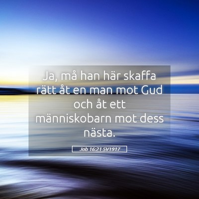 Picture 05 - Job 16:21 SV1917 - Ja, må han här skaffa rätt åt en man mot Gud - Bible Verse Picture
