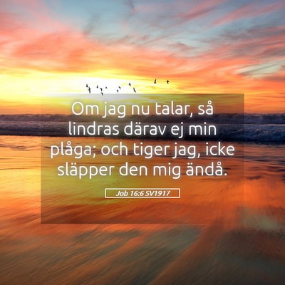 Picture 05 - Job 16:6 SV1917 - Om jag nu talar, så lindras därav ej min - Bible Verse Picture