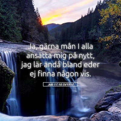 Picture 05 - Job 17:10 SV1917 - Ja, gärna mån I alla ansätta mig på nytt, jag - Bible Verse Picture