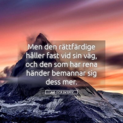 Picture 05 - Job 17:9 SV1917 - Men den rättfärdige håller fast vid sin väg, - Bible Verse Picture