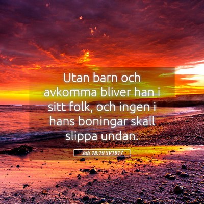 Picture 05 - Job 18:19 SV1917 - Utan barn och avkomma bliver han i sitt folk, och - Bible Verse Picture
