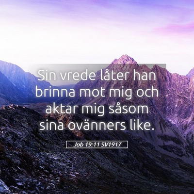 Picture 05 - Job 19:11 SV1917 - Sin vrede låter han brinna mot mig och aktar mig - Bible Verse Picture