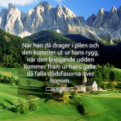 Picture 05 - Job 20:25 SV1917 - När han då drager i pilen och den kommer ut ur - Bible Verse Picture