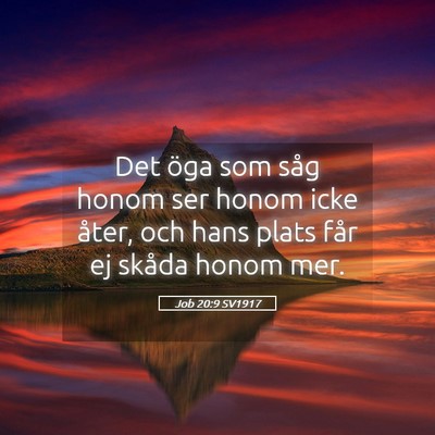 Picture 05 - Job 20:9 SV1917 - Det öga som såg honom ser honom icke åter, och - Bible Verse Picture