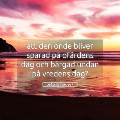 Picture 05 - Job 21:30 SV1917 - att den onde bliver sparad på ofärdens dag och - Bible Verse Picture