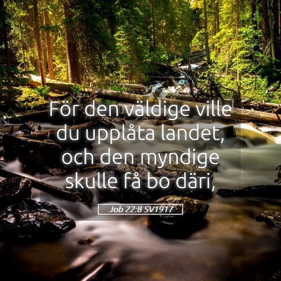 Picture 05 - Job 22:8 SV1917 - För den väldige ville du upplåta landet, och - Bible Verse Picture