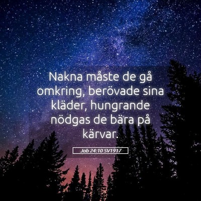 Picture 05 - Job 24:10 SV1917 - Nakna måste de gå omkring, berövade sina - Bible Verse Picture