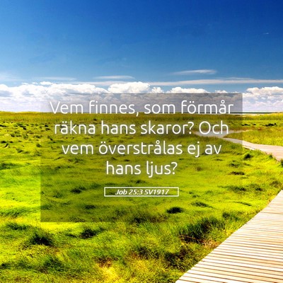 Picture 05 - Job 25:3 SV1917 - Vem finnes, som förmår räkna hans skaror? Och - Bible Verse Picture