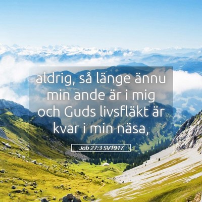 Picture 05 - Job 27:3 SV1917 - aldrig, så länge ännu min ande är i mig och - Bible Verse Picture