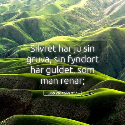 Picture 05 - Job 28:1 SV1917 - Silvret har ju sin gruva, sin fyndort har guldet, - Bible Verse Picture