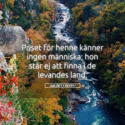 Picture 05 - Job 28:13 SV1917 - Priset för henne känner ingen människa; hon - Bible Verse Picture