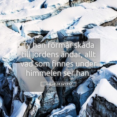 Picture 05 - Job 28:24 SV1917 - Ty han förmår skåda till jordens ändar, allt - Bible Verse Picture