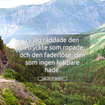 Picture 05 - Job 29:12 SV1917 - ty jag räddade den betryckte som ropade, och den - Bible Verse Picture