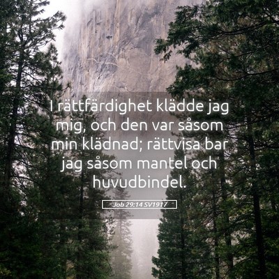 Picture 05 - Job 29:14 SV1917 - I rättfärdighet klädde jag mig, och den var - Bible Verse Picture