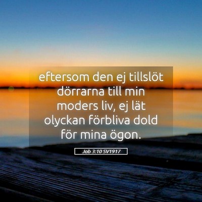 Picture 05 - Job 3:10 SV1917 - eftersom den ej tillslöt dörrarna till min - Bible Verse Picture