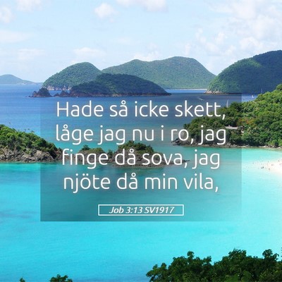 Picture 05 - Job 3:13 SV1917 - Hade så icke skett, låge jag nu i ro, jag finge - Bible Verse Picture