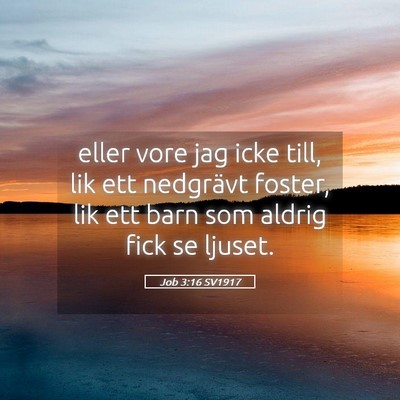 Picture 05 - Job 3:16 SV1917 - eller vore jag icke till, lik ett nedgrävt - Bible Verse Picture