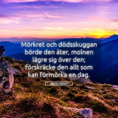 Picture 05 - Job 3:5 SV1917 - Mörkret och dödsskuggan börde den åter, - Bible Verse Picture