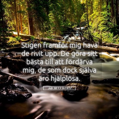 Picture 05 - Job 30:13 SV1917 - Stigen framför mig hava de rivit upp. De göra - Bible Verse Picture