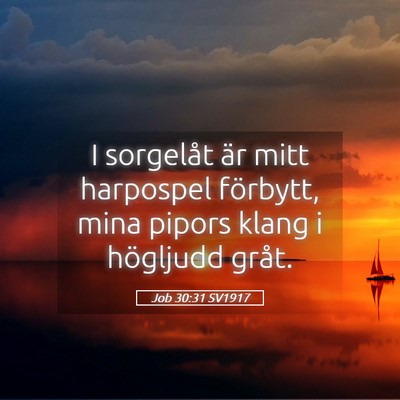 Picture 05 - Job 30:31 SV1917 - I sorgelåt är mitt harpospel förbytt, mina - Bible Verse Picture