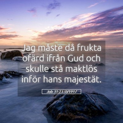 Picture 05 - Job 31:23 SV1917 - Jag måste då frukta ofärd ifrån Gud och - Bible Verse Picture