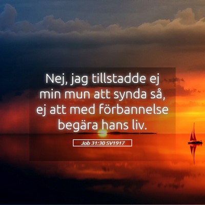 Picture 05 - Job 31:30 SV1917 - Nej, jag tillstadde ej min mun att synda så, ej - Bible Verse Picture