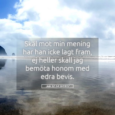 Picture 05 - Job 32:14 SV1917 - Skäl mot min mening har han icke lagt fram, ej - Bible Verse Picture