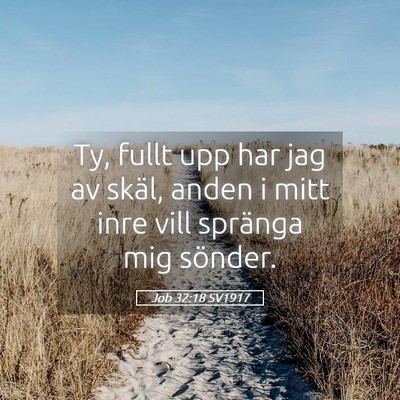 Picture 05 - Job 32:18 SV1917 - Ty, fullt upp har jag av skäl, anden i mitt inre - Bible Verse Picture