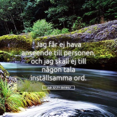 Picture 05 - Job 32:21 SV1917 - Jag får ej hava anseende till personen, och jag - Bible Verse Picture