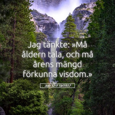 Picture 05 - Job 32:7 SV1917 - Jag tänkte: »Må åldern tala, och må årens - Bible Verse Picture