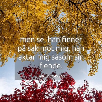 Picture 05 - Job 33:10 SV1917 - men se, han finner på sak mot mig, han aktar mig - Bible Verse Picture