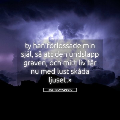 Picture 05 - Job 33:28 SV1917 - ty han förlossade min själ, så att den - Bible Verse Picture