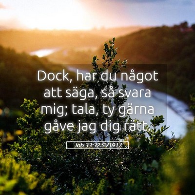 Picture 05 - Job 33:32 SV1917 - Dock, har du något att säga, så svara mig; - Bible Verse Picture