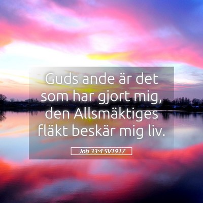 Picture 05 - Job 33:4 SV1917 - Guds ande är det som har gjort mig, den - Bible Verse Picture