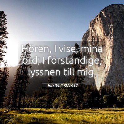 Picture 05 - Job 34:2 SV1917 - Hören, I vise, mina ord; I förståndige, - Bible Verse Picture